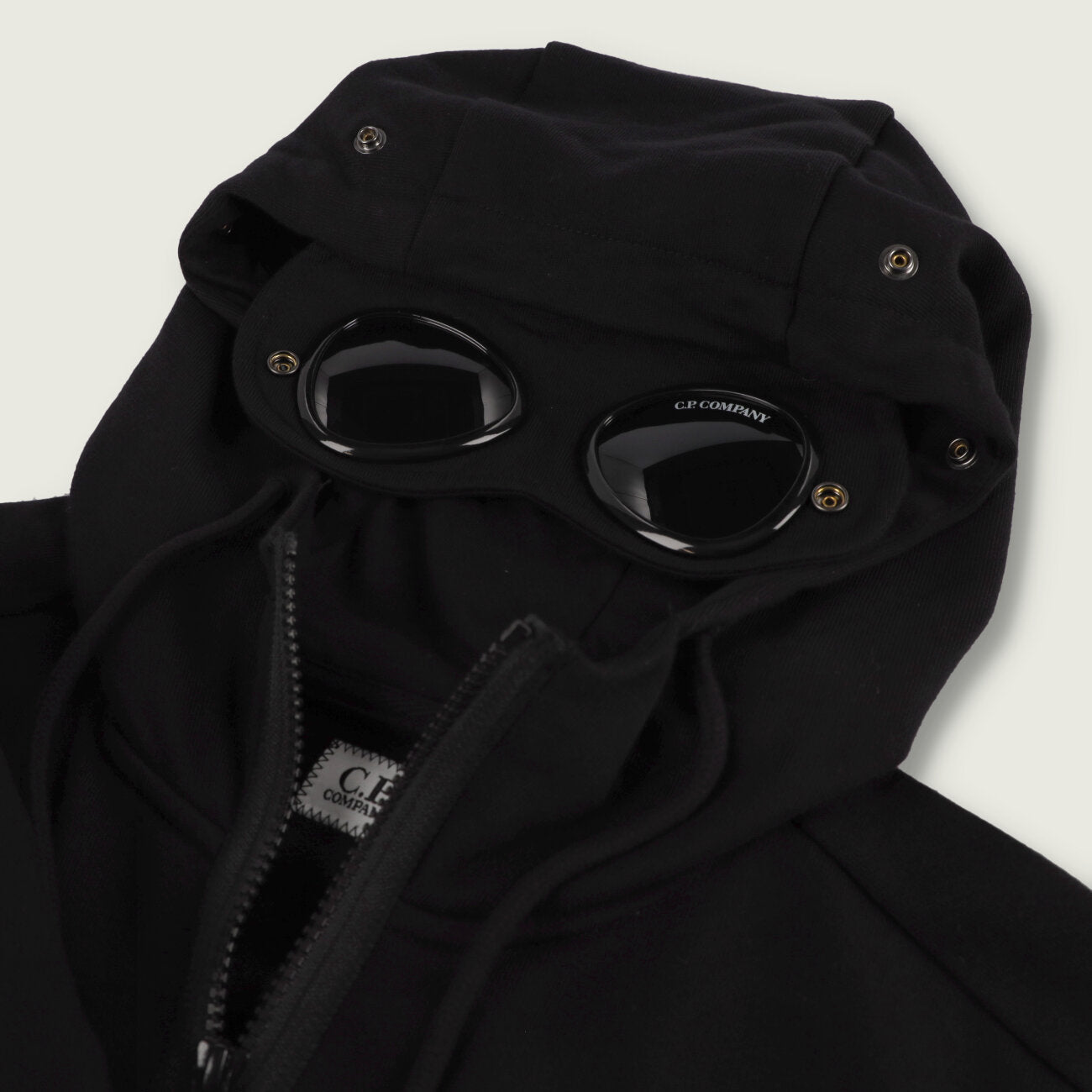 Diagonal Raised Fleece Goggle Zipped Hooded Sweatshirt