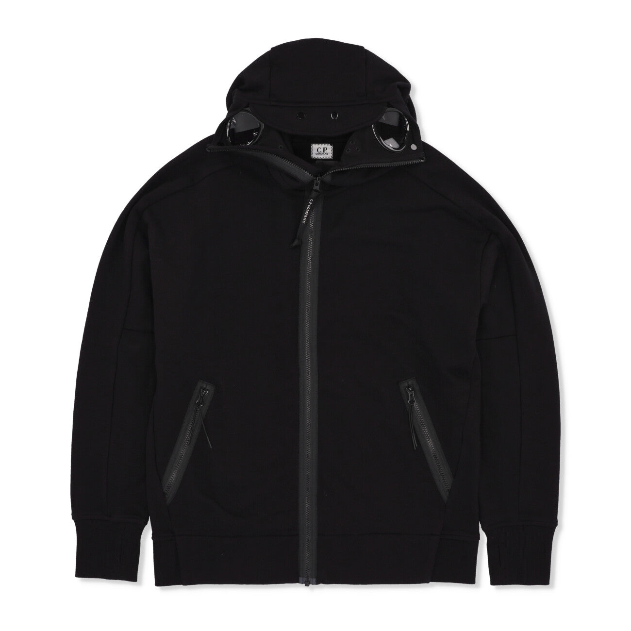 Diagonal Raised Fleece Goggle Zipped Hooded Sweatshirt