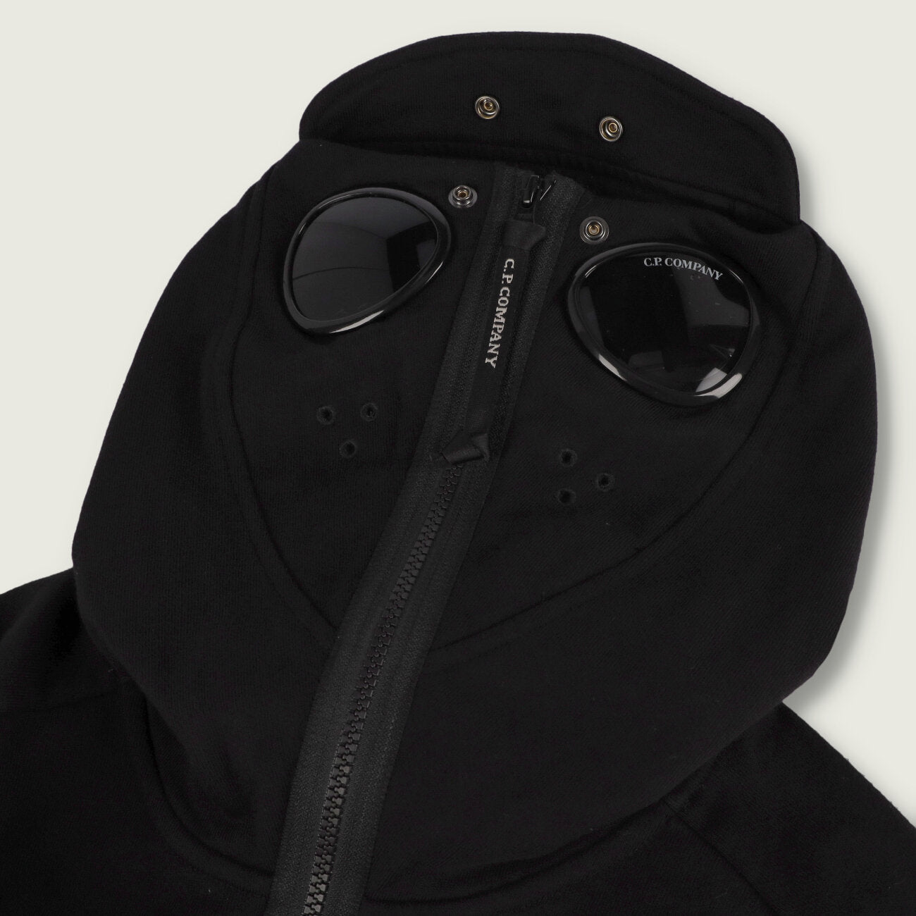 Diagonal Raised Fleece Goggle Zipped Hooded Sweatshirt