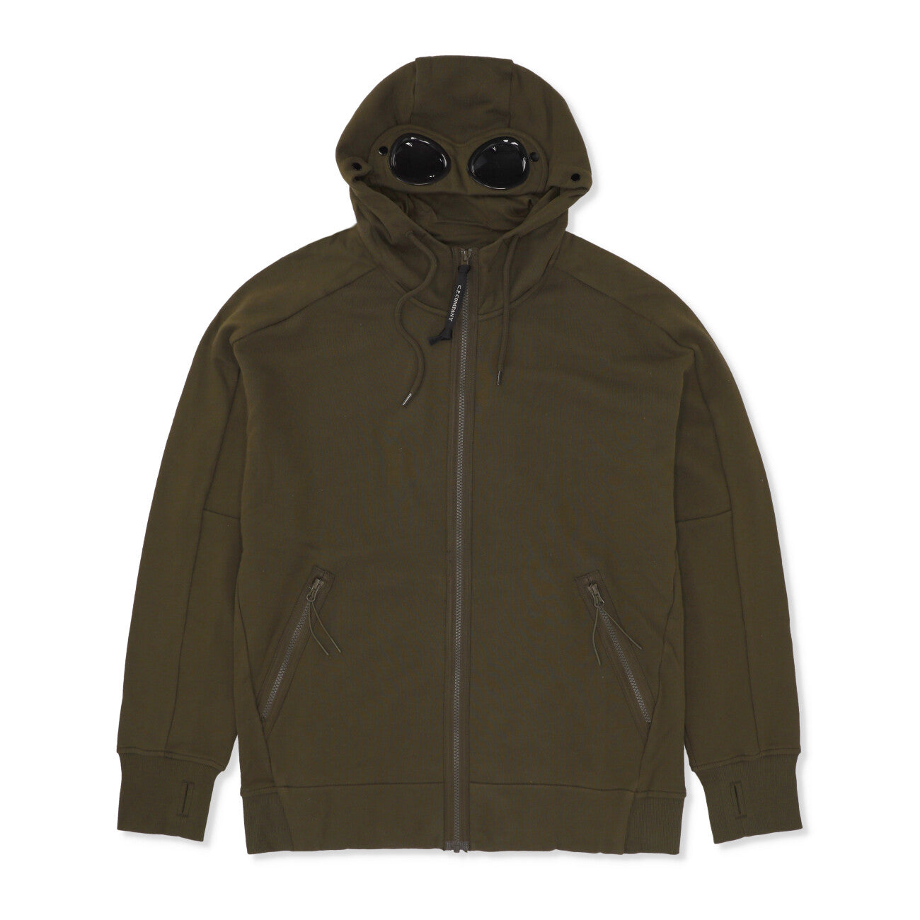 Diagonal Raised Fleece Goggle Zipped Hooded Sweatshirt