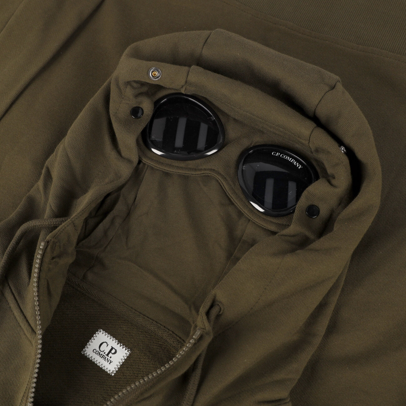 Diagonal Raised Fleece Goggle Zipped Hooded Sweatshirt